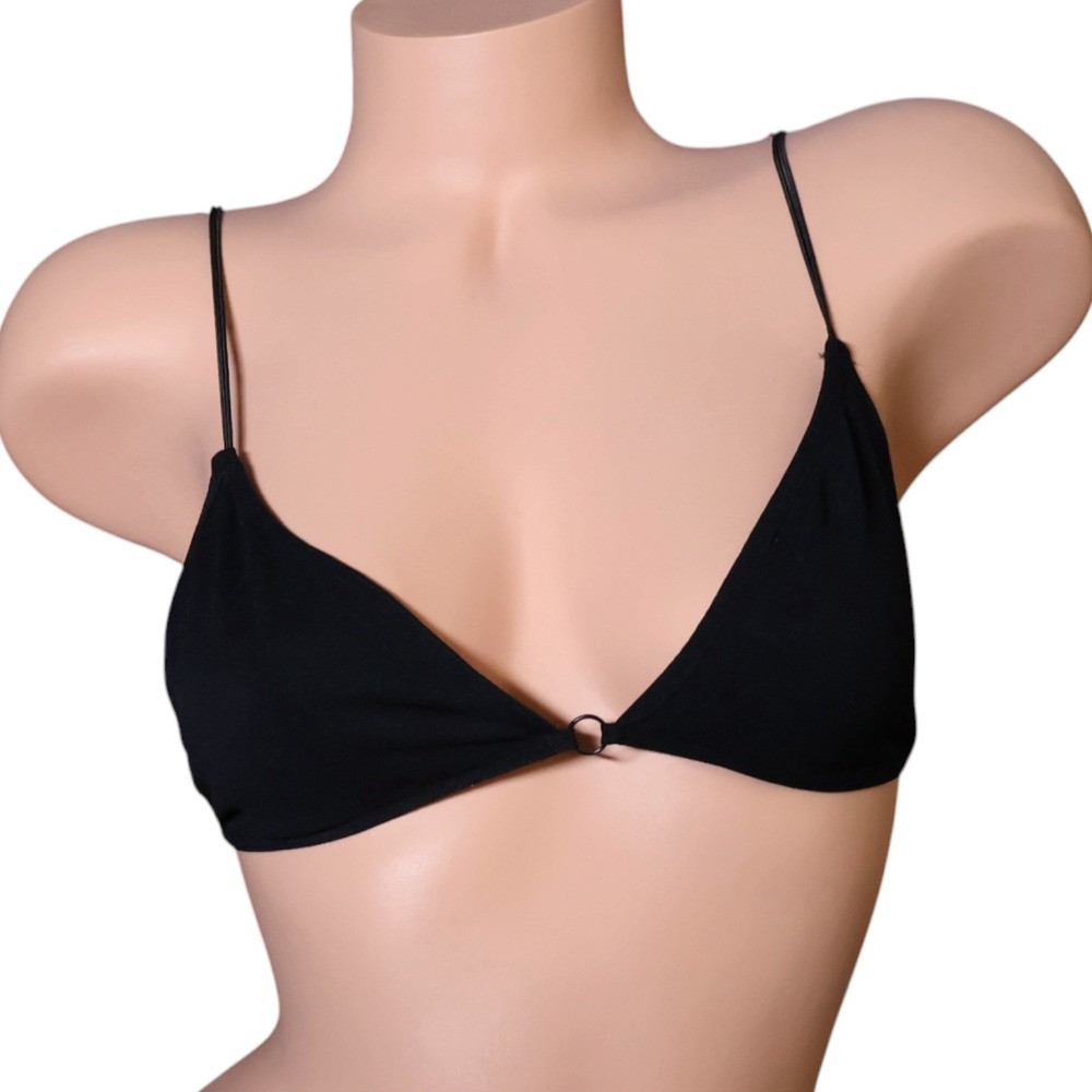 Intimately‎ Free People Black Triangle Bralette Ring Detail Strappy Back NWOT